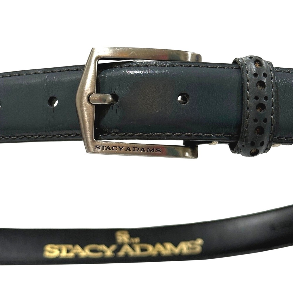 Stacy Adams Mens Gray Leather Dress Belt Size 40 Silver Buckle 6-087 H42
